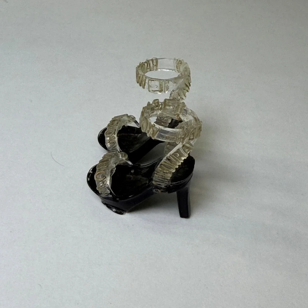 MGA Rainbow High Doll Black Platform Heel Shoes Clear Rainbow Logo Straps‎